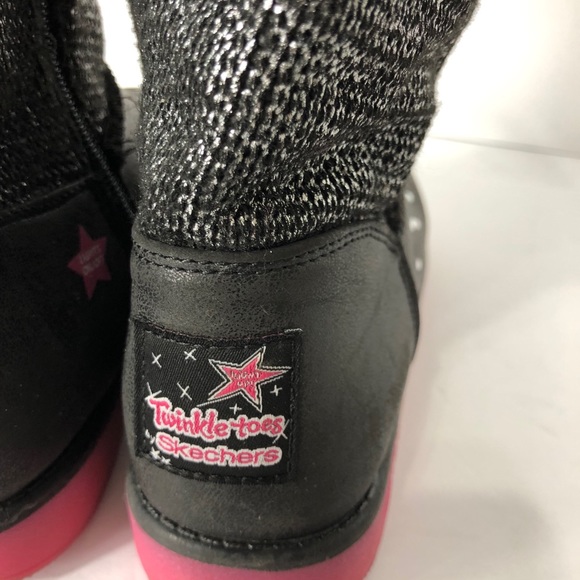Sketchers Twinkle Toes Light Up Black Pink Boot. Size 4. Classy Rare - Picture 3 of 9